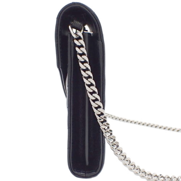 Ysl Saint Laurent Monogram Chain Wallet Mini Bag Clutch Calf Black - Picture 3 of 8